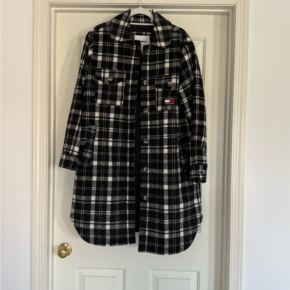 Tommy Hilfiger Plaid Black and White Women's Coat